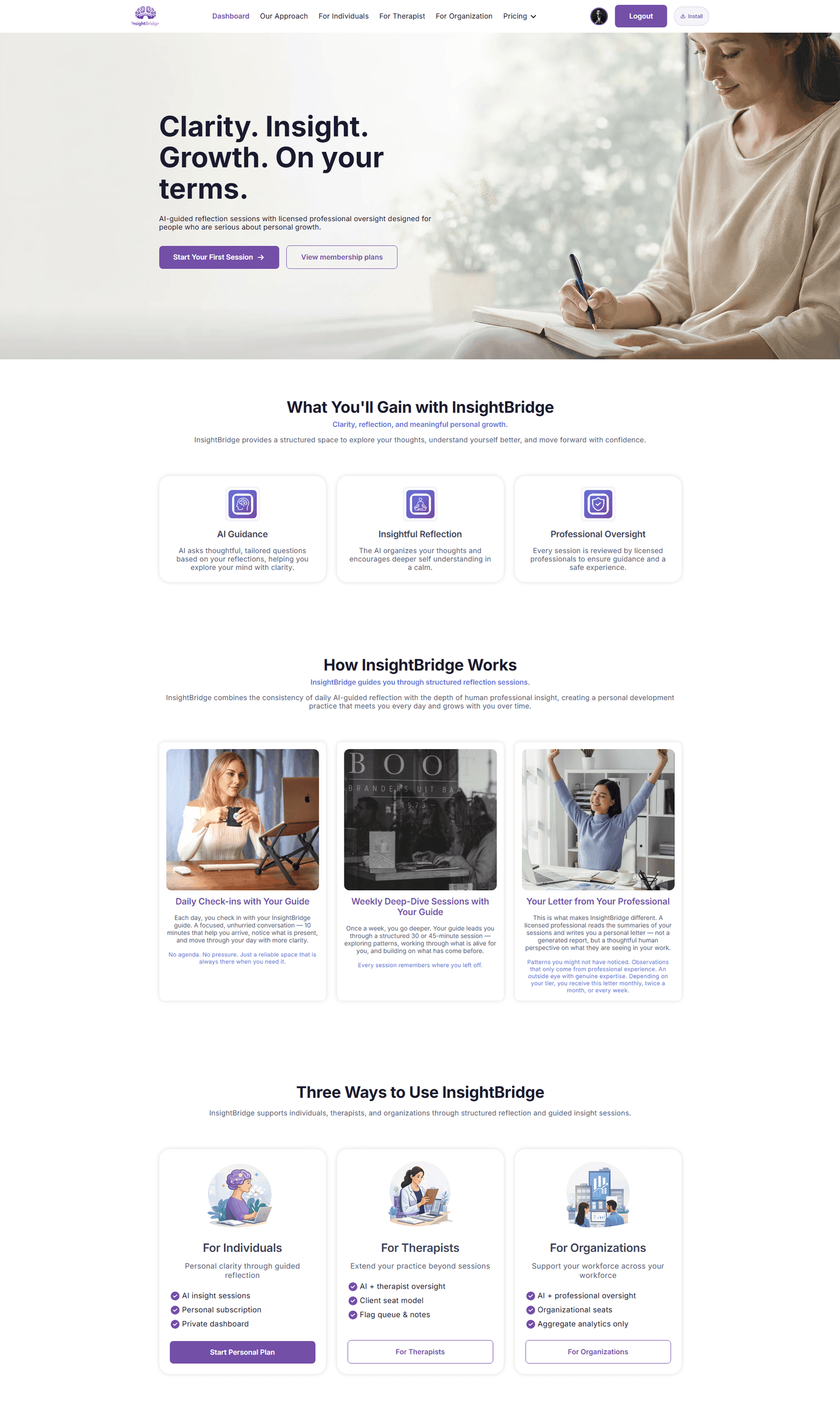 The real InsightBridge platform interface